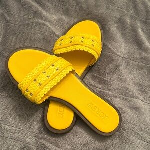 J. Crew Braided Yellow Slide Sandals with Stud Detail